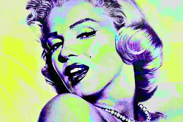 Marilyn Monroe Abstrakte Pop Art in Grün-Violett von Art By Dominic