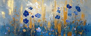 Blumenkunst | Blaue Blütenblätter und goldenes Licht
