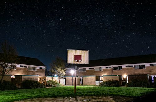 Abandoned Basket under the Starry Night Sky
