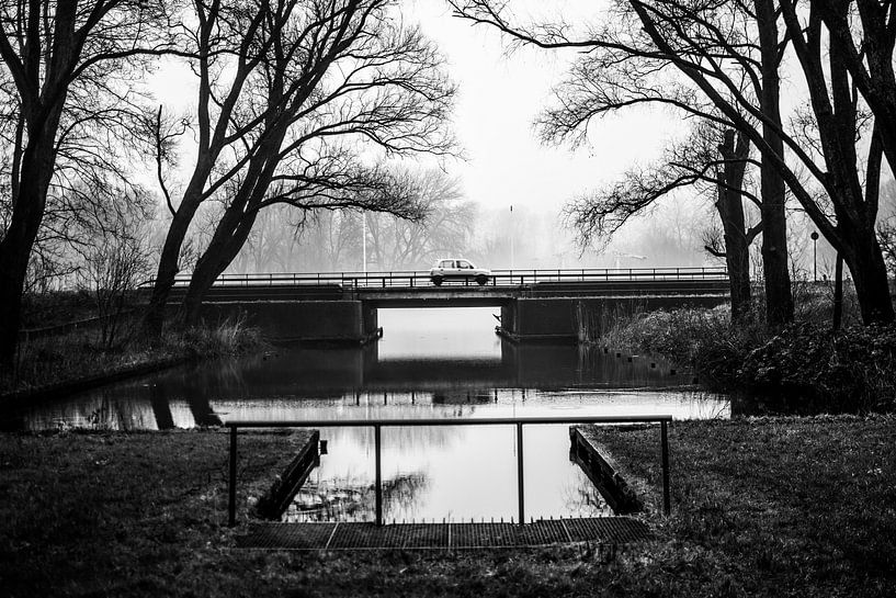 Bosbaan dans le brouillard, forêt d'Amsterdam par Paul van Putten
