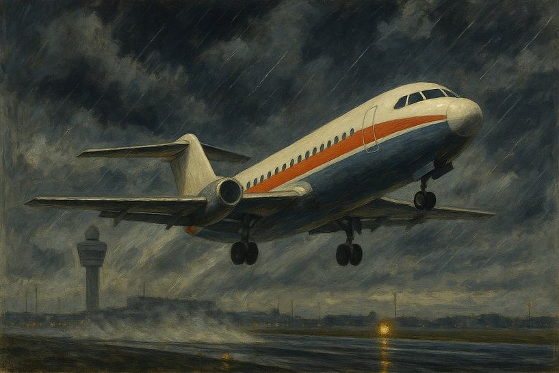 Door Weer en Wind - The Fokker F28 takes off from Schiphol Airport by Dennis Klaassen