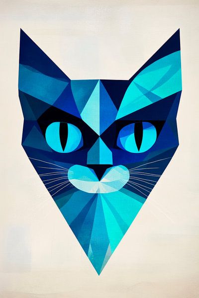 Chat créatif à facettes bleues par Poster Art Shop