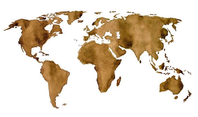 Doen Giftig vriendelijk Wereldkaart van Espresso koffie van Wereldkaarten.Shop op canvas, behang en  meer