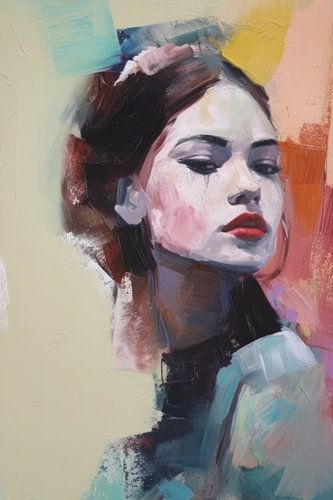 Modern, kleurrijk portret