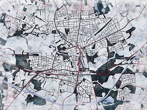 Karte von Lünen im stil 'White winter'