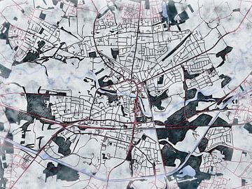 Kaart van Lünen in de stijl 'White Winter' van Maporia