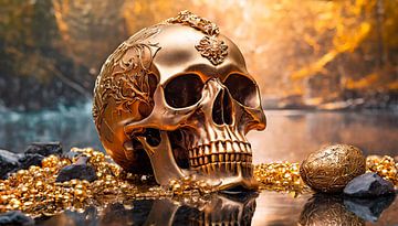 Gouden schedel met kunst van Mustafa Kurnaz