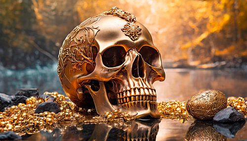 Gouden schedel met kunst