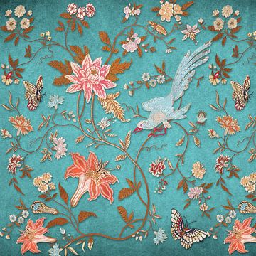 The Vintaged Wallpaper - Blue von Marja van den Hurk