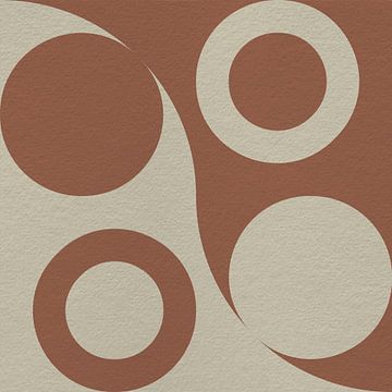 Op Bauhaus en retro 70s geïnspireerde geometrie in bruin en wit van Dina Dankers