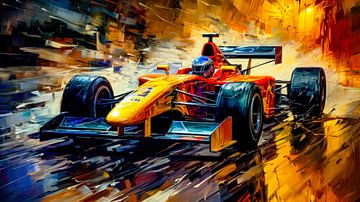 Glowing energy on a wet track by Klaus Tesching - Art-AI