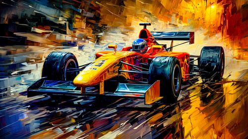 Stralende energie op een natte baan