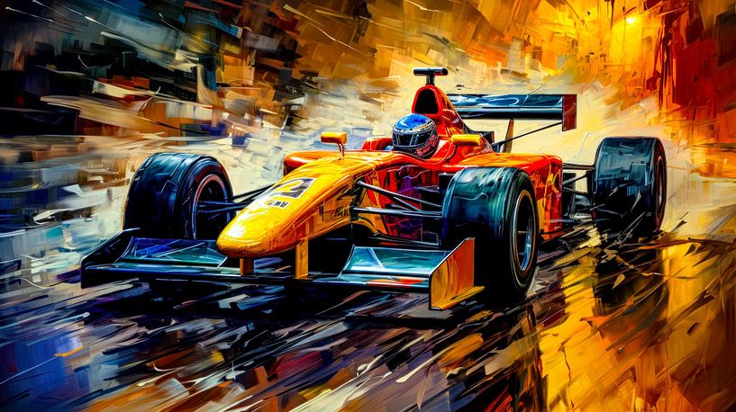 Glowing energy on a wet track by Klaus Tesching - Art-AI