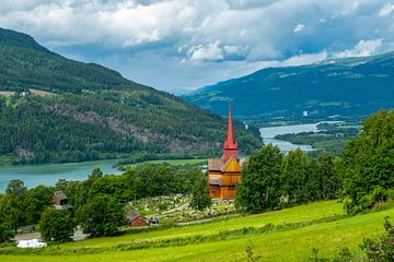 Houten staafkerk in Ringebu, Norwegen