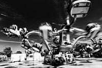 Octopus merry-go-round in black and white