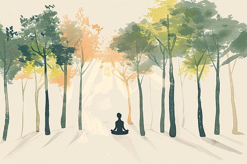 Meditatie in een bosrijke omgeving