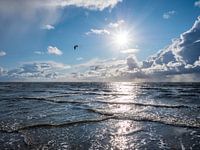 Waves with sun at the North Sea