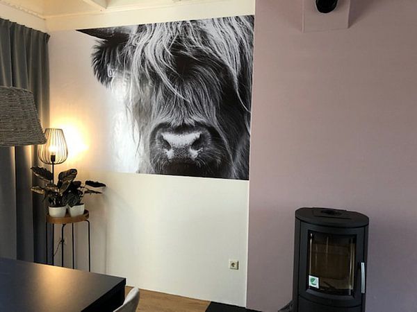 Customer photo: Portrait Scottish Highlander black and white by Sandra van Kampen, as poster