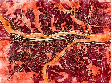 Kaart van Passau in de stijl 'Amber Autumn' van Maporia