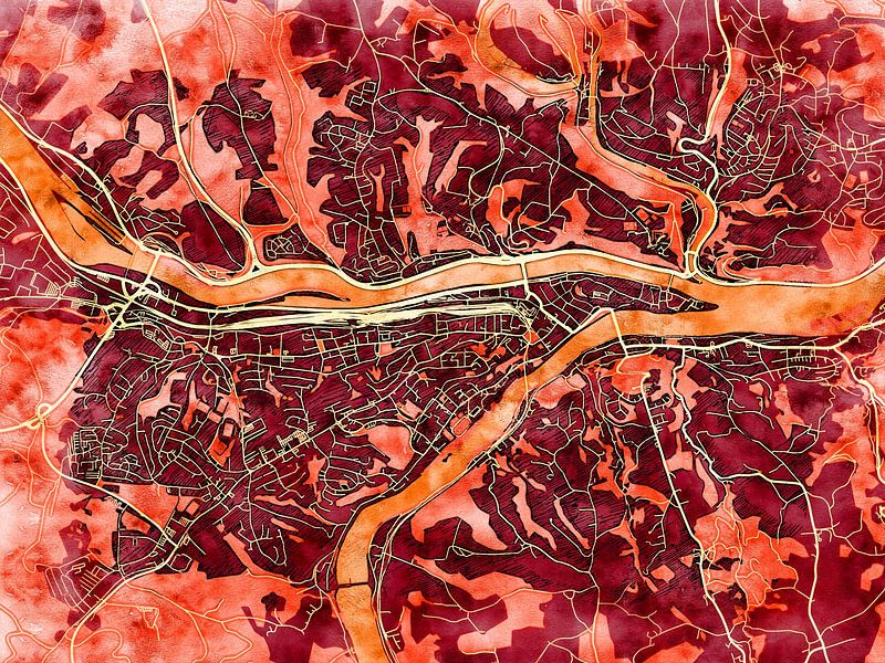 Carte de Passau avec le style 'Amber Autumn' par Maporia