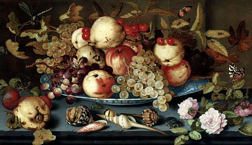 Balthasar van der Ast,Stilleven van fruit, bloemen, schelpen en 
