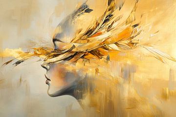 Verenmasker | Silence in Gold van Abstract Schilderij