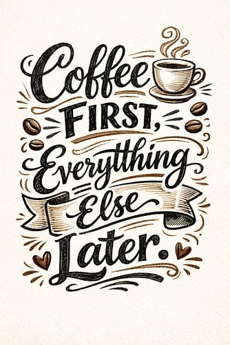 Koffie Eerst Typografie Keuken