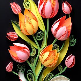 Artistic tulip bouquet by Black Coffee