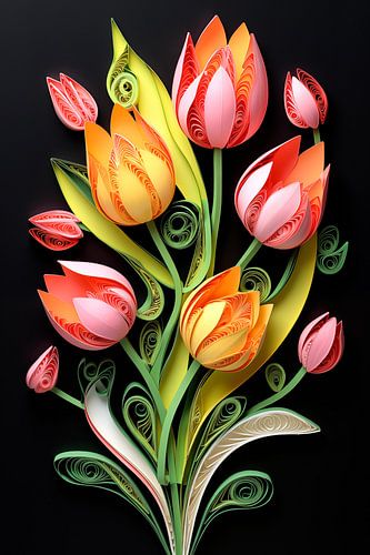 Artistic tulip bouquet by Black Coffee