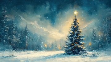 Kerst boom | Kerstboom in Sneeuw Nacht