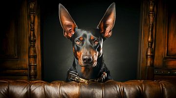 Portrait of a black Doberman dog by Animaflora PicsStock