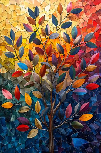 Abstract Kleurrijk Boom in Herfsttinten