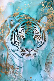 Abstract tiger in art nouveau design by Art & Soul Creations