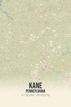 Vintage landkaart van Kane (Pennsylvania), USA. van Rezona