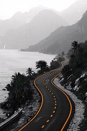 Monochrome road through mountain scenery by Art & Soul Creations