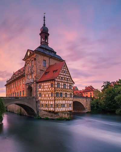 Sunset at the old town hall in Bamberg, Bavaria, Germany