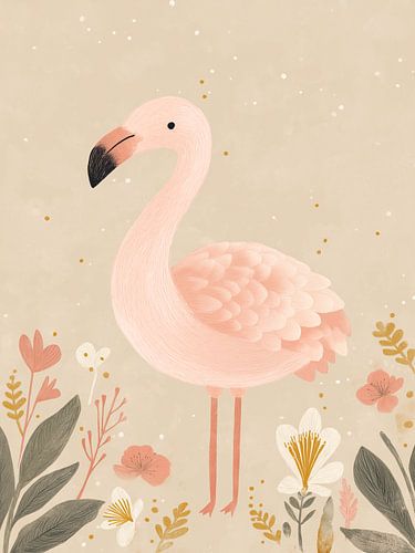 Verspielte Flamingo-Illustration – Kinderzimmer