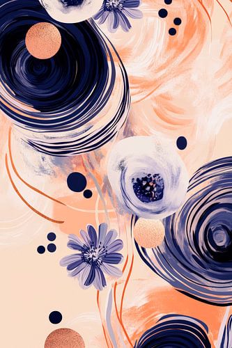 Abstracte bloemmotieven in zachte kleuren
