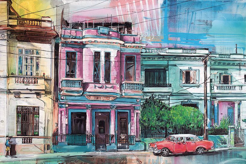Havana, Cuba schilderij Jos Hoppenbrouwers canvas, behang en meer