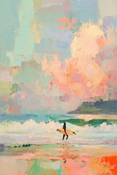 Impressionistischer Surfer am Strand von Niklas Maximilian