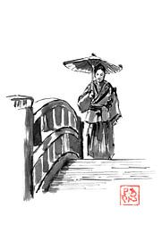 samurai on the bridge by Péchane Sumie