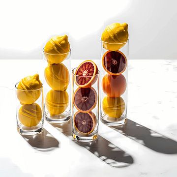 Abstract Citrus Study on White Marble