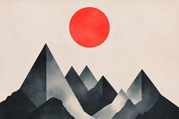 Abstract mountain landscape with sun by Poster Art Shop