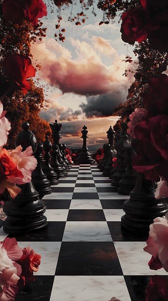 Schach bei Sonnenuntergang - Surrealistischer Traum von Surreal Media