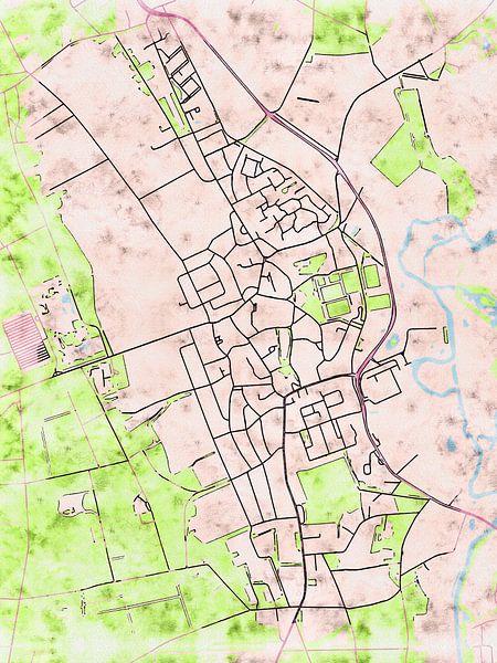 Carte de Hellendoorn avec le style 'Soothing Spring' par Maporia