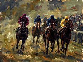 Pferderennen-Gemälde – Pferdesportkunst