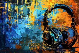 Colourful headphones with abstract background by Imperial Art House