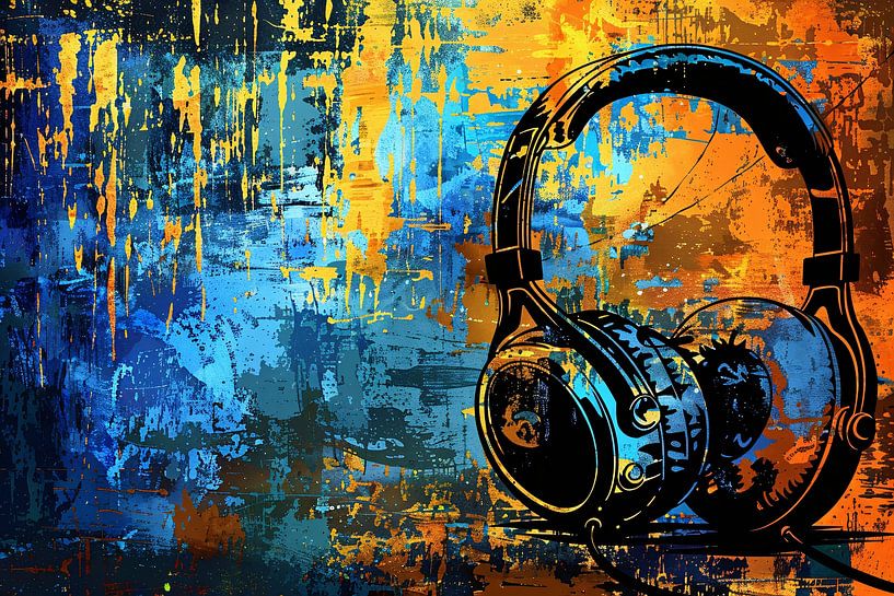 Colourful headphones with abstract background by Imperial Art House