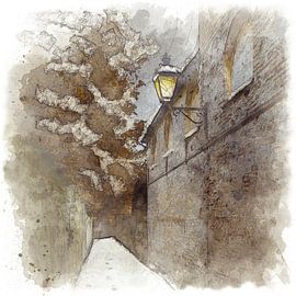 Steegje in Veurne van Ton de Koning