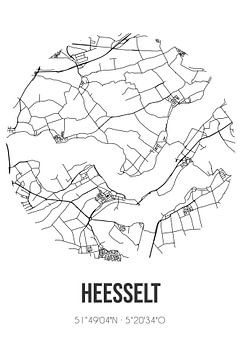 Heesselt (Gelderland) | Landkaart | Zwart-wit van MijnStadsPoster